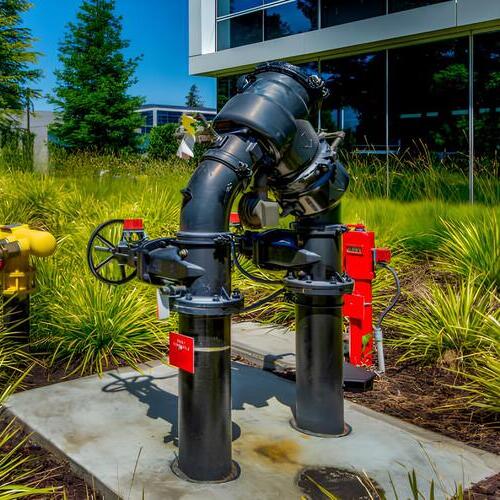 backflow valve on a lawn